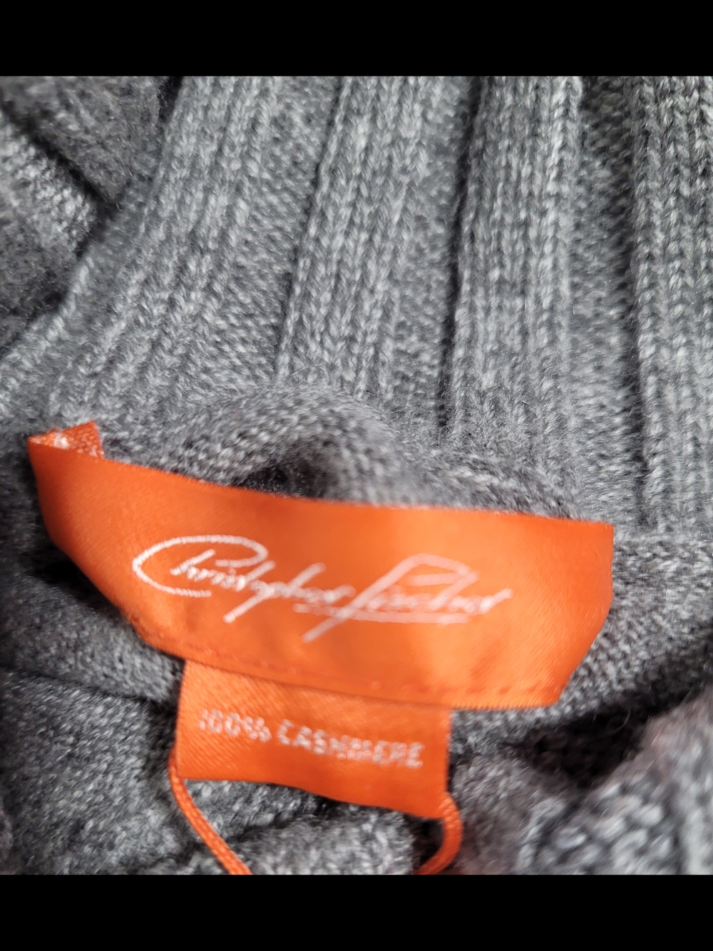 Classic Gray Ribbed Turtleneck Sweater 100% Cashmere - Picture 2 of 4